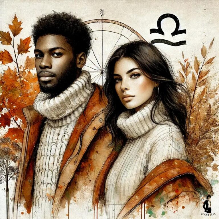 Un homme et une femme sous le signe astrologique de la Balance en automne